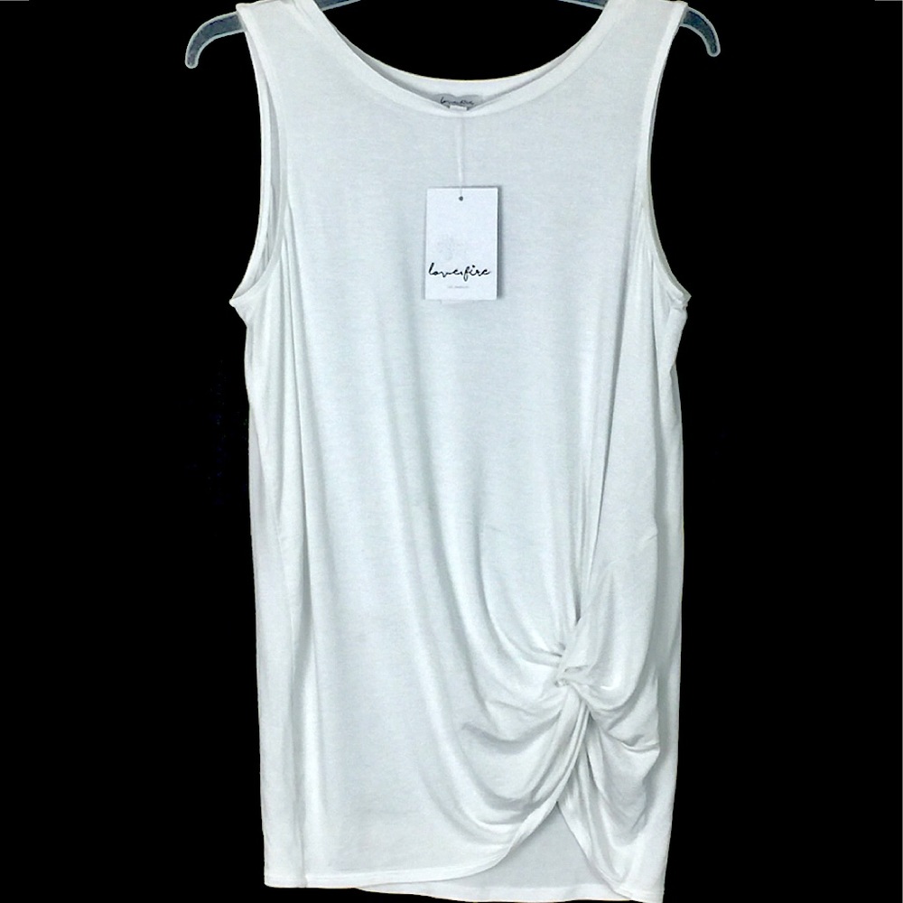LOVE FIRE Brand White Knotted Hem Tank Top NWT